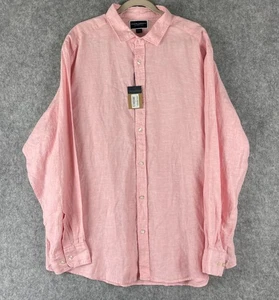 Charles Tyrwhitt Linen Shirt Mens XXL Pink Classic Fit Button Up Long Sleeve NEW - Picture 1 of 16