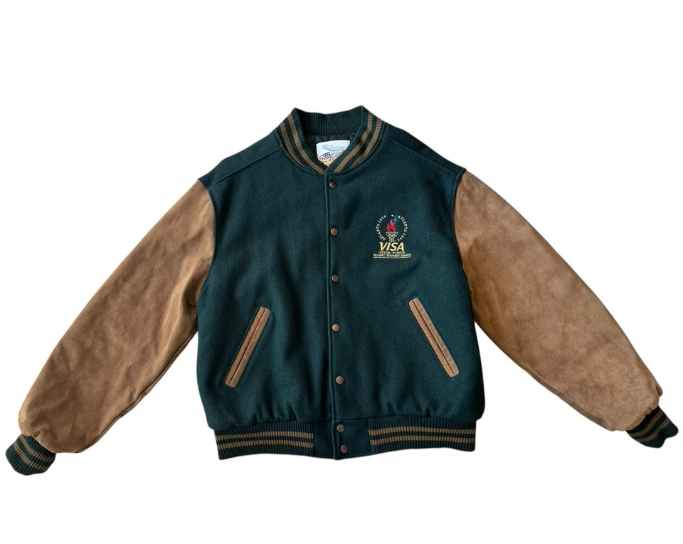 Vintage Atlanta Olympics 1996 Wool Leather Varsity Jacket Sz Large Bomber - Image 1 of 4
