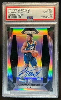 2017-18 Prizm Donovan Mitchell Fast Break Auto RC Rookie #117 Jazz PSA 10 - Image 1 of 2