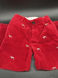 Boys Crewcuts Corduroy Pants J Crew Bird Dog Pointer Red Embroidered Sz 4 - Picture 1 of 11