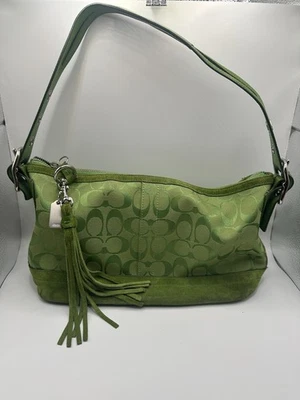 Bolso de hombro Coach East West Hobo de lona de cuero firma con encanto Foto 1 de 4