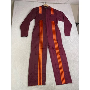 Adidas Ivy Park Burgundy Coverall Jumpsuit Orange Stripes Women's Size M - Picture 1 of 12