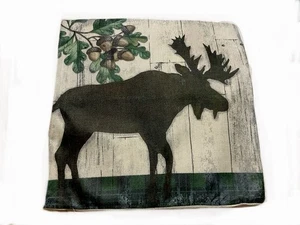 Moose Rustic Cabin Lodge Hunting Man Cave Throw Pillow Cover Holiday Home Decor - Picture 1 of 5