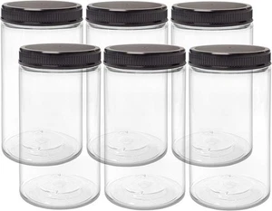 ljdeals 32 oz Clear Plastic Jars with Lids, Storage Containers, 32 oz,  - Picture 1 of 7