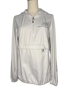 New Balance Women’s Small Windbreaker White Hooded Running Jacket 1/4 Zip - Picture 1 of 7