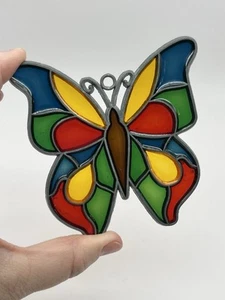 Ornamento farfalla prendisole stile vetro colorato vintage 3,5" multicolore - Foto 1 di 2