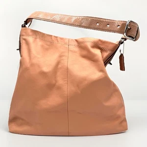 Coach Penelope Hobo Shoulder Bag Smooth Leather Snakeskin Terre Cotta/Clay 16535 - Picture 1 of 11