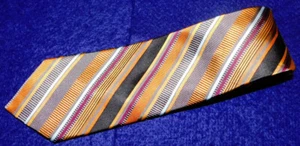 ALTEA MILANO MADE IN ITALY ORANGE/GREY/BLUE STRIPED TIE - TIES - DESIGNER TIES. - Picture 1 of 3