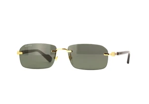 Gucci GG1221S 001 Unisex Square Sunglasses in Black/Gold with Grey Lens 100% UV - Picture 1 of 7