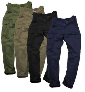Mens Plain Combat Working  Multi Pocket Strong Cargo Trousers Poly Cotton Work - Picture 1 of 5