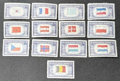 1943 Overrun Countries U.S. Stamp Set #909-921 MINT NH - Image 1 of 4