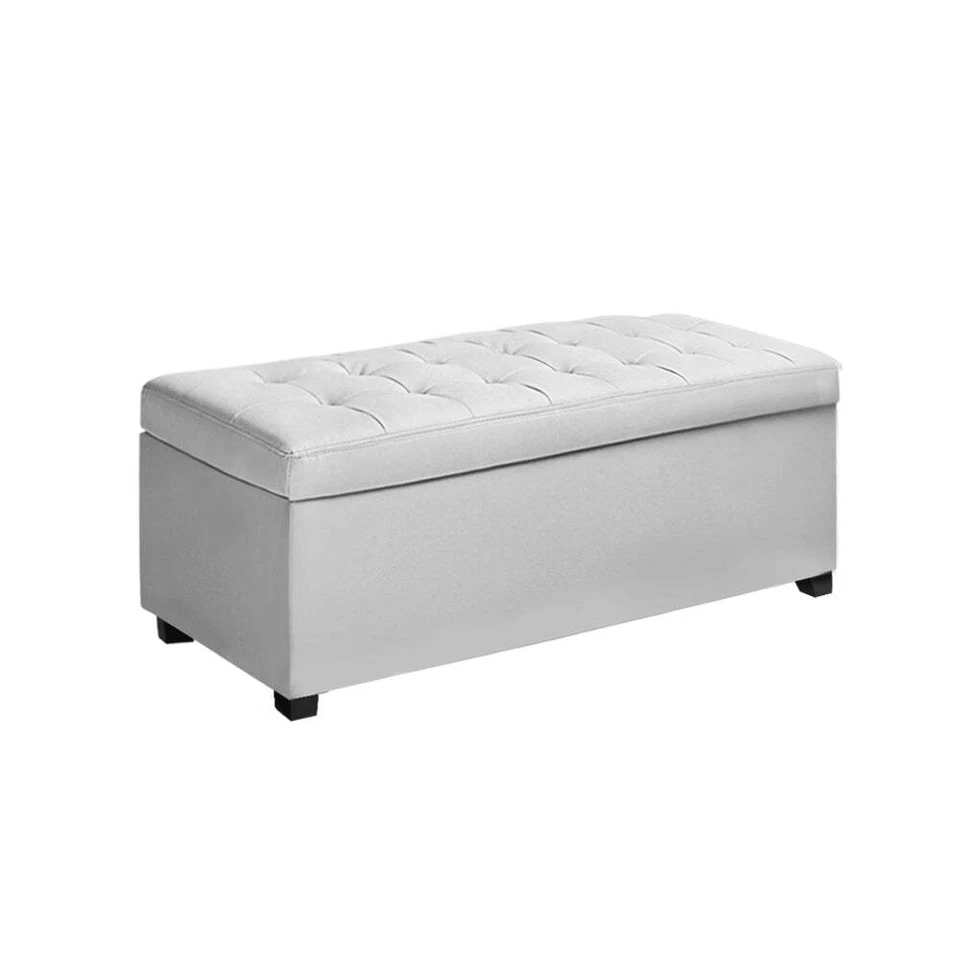 NNEDSZ Large PU Leather Storage Ottoman - White - Image 1 of 4