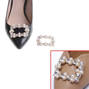 1PC Shoe Clips Rhinestones Metal Faux Pearl Bridal Prom Shoes Buckle Decor-sl - Picture 1 of 8
