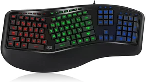 Tru-Form 150 3-Color Illuminated USB Ergonomic Keyboard AKB-150EB - Picture 1 of 6
