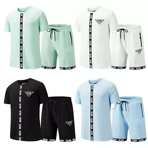 New Mens T Shirt + Shorts Set ICON2 Textured Waffle Material Tracksuit Summer - Picture 1 of 32