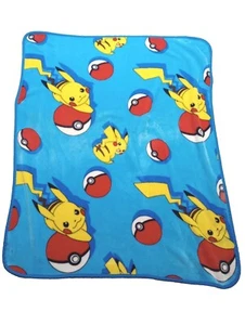 Northwest Company Pokemon Pikachu Pokeball Blue Throw Blanket Kids 48"x38" - Picture 1 of 9