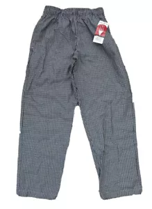 Chef Works Pants Elastic Drawstring Waist Men Medium Brand New Checkered - Picture 1 of 3