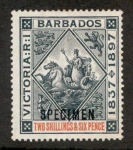 1897 Barbados Sc# 89s - Two Shilling & Six Pence Specimen, Sea Horses - MNG VF - Picture 1 of 1