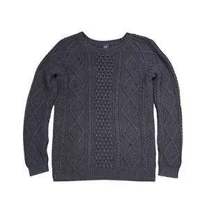 Maglione Gap Fisherman donna medio alto grigio maglia grossa Y2K preppy cotone boho - Foto 1 di 11