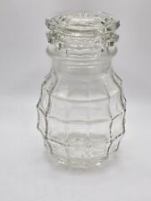 Vintage Glass Jar Clear Round Hand Grenade Lid Top Food Apothecary 6"