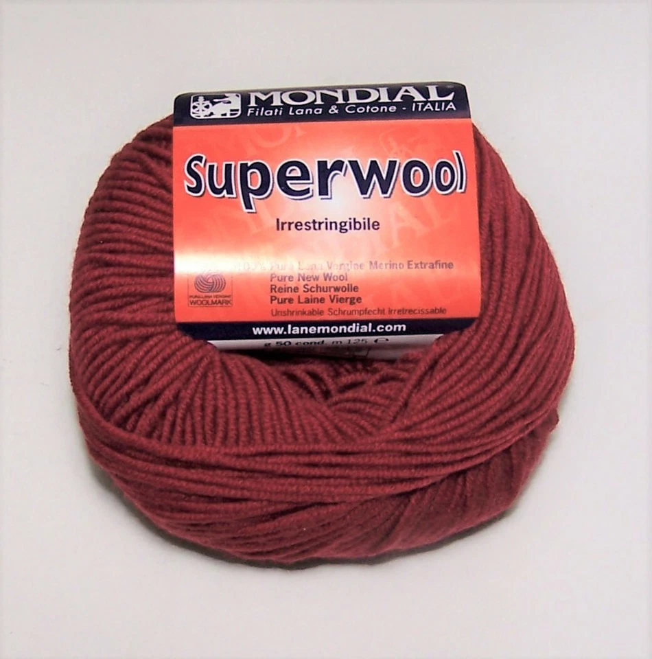 10 balls of Mondial SUPERWOOL Extrafine Merino Wool Yarn #525 RED - Image 1 of 1