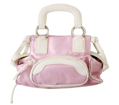 Bolso de mano MISSONI de cuero rosa blanco con lentejuelas bolso 32x12x15 cm PVP $250 Foto 1 de 4