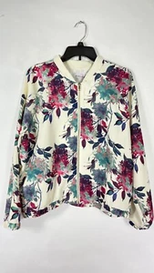 NWT Just Fab Womens Jacket Full Zip Long Sleeve Floral Print Multicolor Size XL - Picture 1 of 16