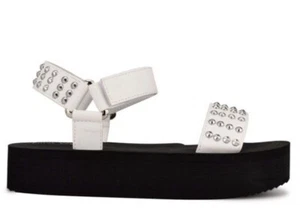 New Nine West Womans Comehere3 Studded Platform Sandals White Sz 9M NIB - Picture 1 of 9
