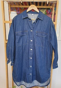 Size 10 Dark Blue Denim Shirt Dress, Long Sleeve, Button Up, Knee Length - Picture 1 of 7