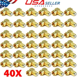 40x 90Degree Right Angle Gold Plated F RG59 RG6U Coaxial Coax Connector Adapters - Picture 1 of 16