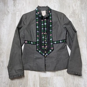 Giacca Nanette Lepore Y2k spina di pesce ricamata floreale taglia 6 - Foto 1 di 7