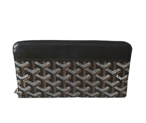Goyard Black /Brown Chevron Matignon GM Continential Zip Around Wallet - Picture 1 of 7