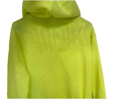Victoria's Secret розовый неоновый желтый укороченный толстовка с капюшоном толстовка на шнурке логотип Sm - Изображение 1 из 4