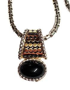 Premier Designs schwarzer Cabochon Faux Onyx gold- & silberfarben Anhänger Halskette - Bild 1 von 24