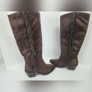 Universal Thread Patsy Fringe Boots Brown Womens 8 - Picture 1 of 12