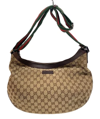 Auténtico Bolso de Hombro Gucci Jerez GG Lona Cuero Rojo Verde Correa 189752 Foto 1 de 4