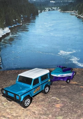 Lot Of 2 Matchbox Jet Ski With Trailer & Land Rover Ninety NLFFP 1:64 Diecast - Image 1 of 4