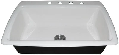 Pia de cozinha Kohler 33" x 22" bacia única, 4 furos, drop-in, esmalte e ferro fundido - Imagem 1 de 4