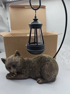 Statua Gatto Solare, Arte Alta 13 Pollici con Lanterna Solare per Patio, Balcone, Giardino - Foto 1 di 6