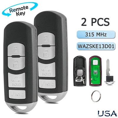Llavero inteligente remoto de 2 botones para MAZDA 3 6 MIATA MX-5 WAZSKE13D01 2014-2018 Foto 1 de 4