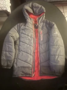 Swiss Alps Boys Puffer Jacket Zip Up Size M 10/12 Ski /snow Jacket Grey /red - Picture 1 of 8