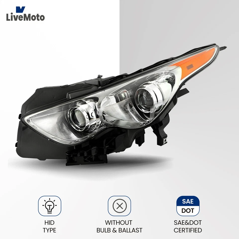 Headlight For 2009-2017 Infiniti FX35 FX50 QX70 w/o Sport Pkg Non-AFS Driver Foto 1 de 4