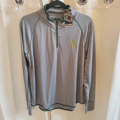 Top Baylor University para mujer talla XL gris verde 1/4 cremallera universidad manga larga 16237 Foto 1 de 4