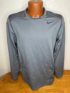 Herren Nike Pro Dri Fit Fitted L/S Sportshirt Große L Grau Polyester - Bild 1 von 5