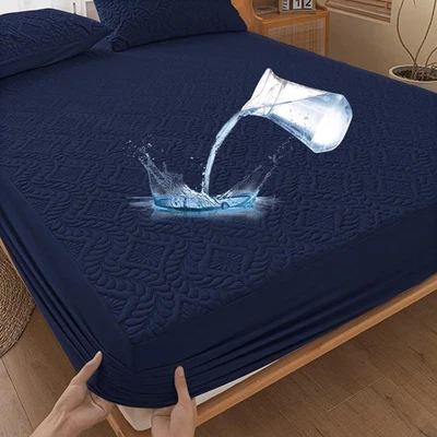 Protector de colchón impermeable suave y transpirable acolchado funda de colchón Foto 1 de 4