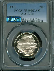 1978 AUSTRALIA 20 CENTS PCGS PR69 DCAM MAC ULTRA HEAVY CAMEO * - Picture 1 of 2