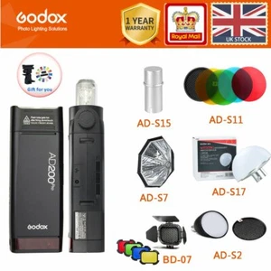 UK Godox 2.4G TTL HSS 1/8000s AD200pro Proket Flash+BD-07 Barn Door+AD-S2...Kit - Picture 1 of 12