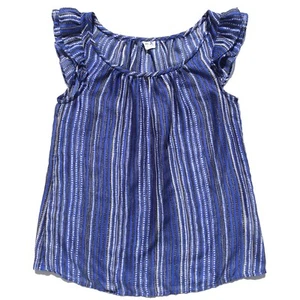 Anthropologie Edme & Esyllte blouse women size S blue stripe ruffle cap sleeve - Picture 1 of 6