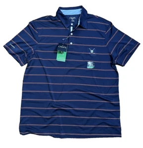 NUEVA Camisa Polo de Golf CHAPS UPF30 Absorción de Humedad Azul Marino a Rayas - Grande - Imagen 1 de 3