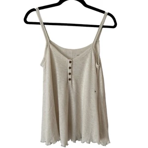 American Eagle Oatmeal Ribbed Henley Tank Top Size XS NEW - Picture 1 of 7